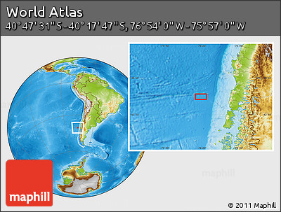 Physical Location Map of the Area around 40° 32' 39" S, 76° 25' 30" W