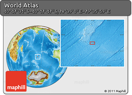 Physical Location Map of the Area around 40° 32' 39" S, 79° 7' 30" E