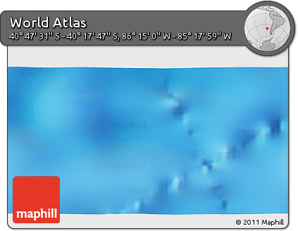 Physical 3D Map of the Area around 40° 32' 39" S, 85° 46' 30" W