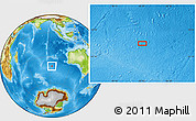 Physical Location Map of the area around 40° 32' 39" S, 93° 34' 29" E