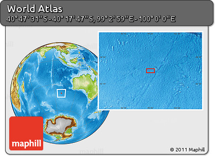 Physical Location Map of the Area around 40° 32' 39" S, 99° 31' 30" E