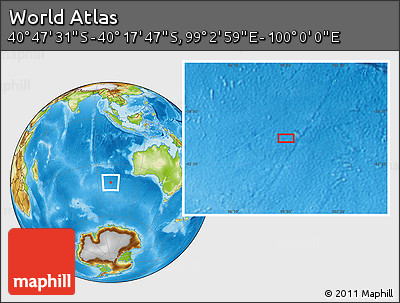 Physical Location Map of the Area around 40° 32' 39" S, 99° 31' 30" E