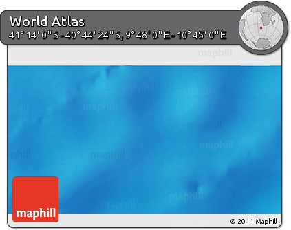 Physical 3D Map of the Area around 40° 59' 12" S, 10° 16' 30" E