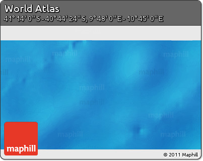 Physical 3D Map of the Area around 40° 59' 12" S, 10° 16' 30" E