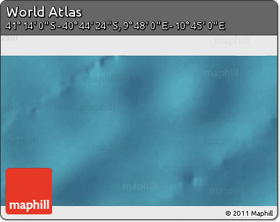 Satellite 3D Map of the Area around 40° 59' 12" S, 10° 16' 30" E
