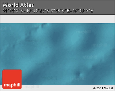 Satellite 3D Map of the Area around 40° 59' 12" S, 10° 16' 30" E