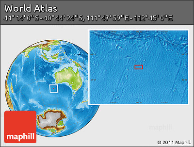 Physical Location Map of the Area around 40° 59' 12" S, 112° 16' 30" E