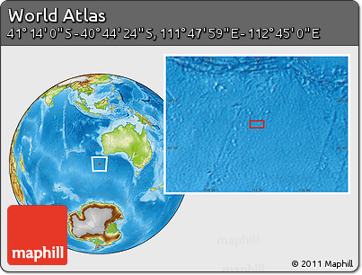Physical Location Map of the Area around 40° 59' 12" S, 112° 16' 30" E
