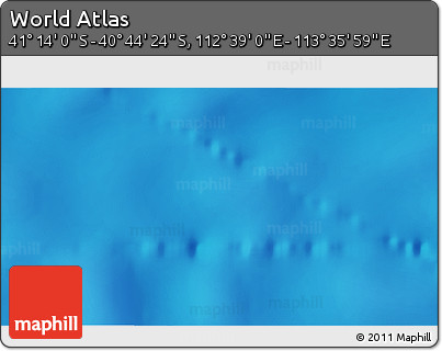 Shaded Relief 3D Map of the Area around 40° 59' 12" S, 113° 7' 30" E