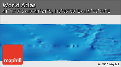 Physical Panoramic Map of the Area around 40° 59' 12" S, 119° 4' 29" E