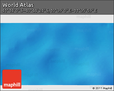 Physical 3D Map of the Area around 40° 59' 12" S, 11° 7' 30" E