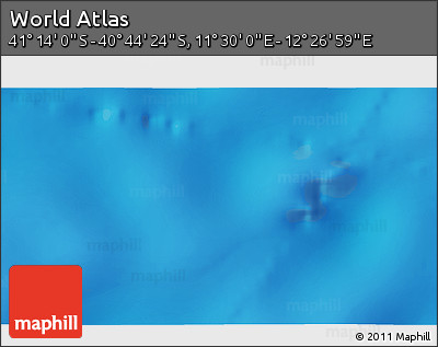 Physical 3D Map of the Area around 40° 59' 12" S, 11° 58' 29" E