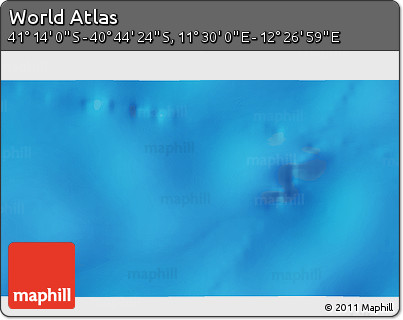 Physical 3D Map of the Area around 40° 59' 12" S, 11° 58' 29" E