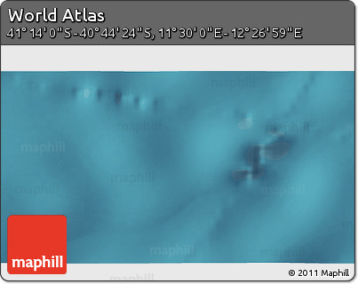 Satellite 3D Map of the Area around 40° 59' 12" S, 11° 58' 29" E