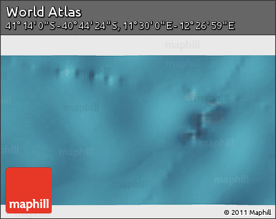 Satellite 3D Map of the Area around 40° 59' 12" S, 11° 58' 29" E