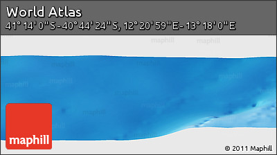 Physical Panoramic Map of the Area around 40° 59' 12" S, 12° 49' 29" E