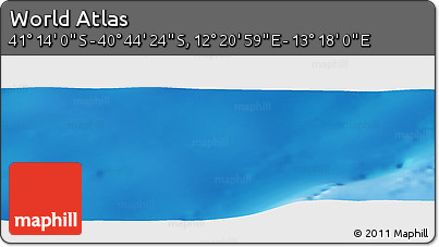 Physical Panoramic Map of the Area around 40° 59' 12" S, 12° 49' 29" E