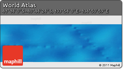 Physical Panoramic Map of the Area around 40° 59' 12" S, 134° 22' 30" E