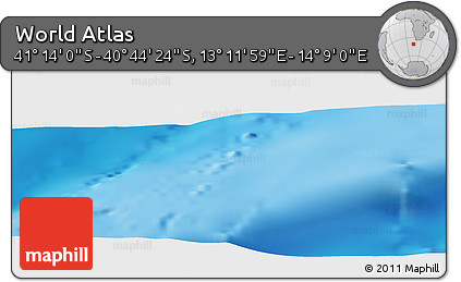Physical Panoramic Map of the Area around 40° 59' 12" S, 13° 40' 30" E
