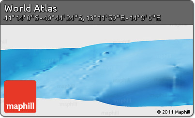 Physical Panoramic Map of the Area around 40° 59' 12" S, 13° 40' 30" E