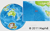 Physical Location Map of the area around 40° 59' 12" S, 140° 19' 29" E