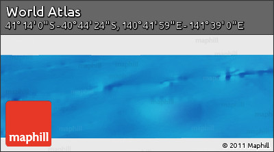 Physical Panoramic Map of the Area around 40° 59' 12" S, 141° 10' 30" E
