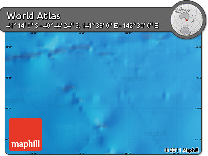 Physical Map of the Area around 40° 59' 12" S, 142° 1' 30" E