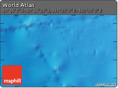 Shaded Relief Map of the Area around 40° 59' 12" S, 142° 1' 30" E