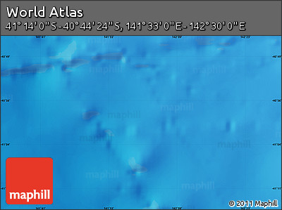 Shaded Relief Map of the Area around 40° 59' 12" S, 142° 1' 30" E