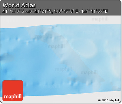 Shaded Relief 3D Map of the Area around 40° 59' 12" S, 143° 43' 29" E