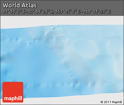 Shaded Relief 3D Map of the Area around 40° 59' 12" S, 143° 43' 29" E