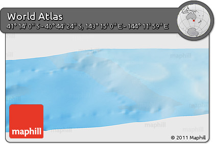 Physical Panoramic Map of the Area around 40° 59' 12" S, 143° 43' 29" E