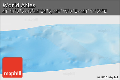 Physical Panoramic Map of the Area around 40° 59' 12" S, 143° 43' 29" E