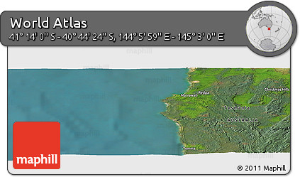Satellite Panoramic Map of the Area around 40° 59' 12" S, 144° 34' 29" E