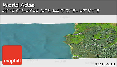 Satellite Panoramic Map of the Area around 40° 59' 12" S, 144° 34' 29" E