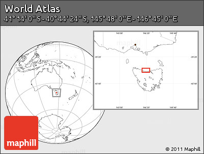 Blank Location Map of the Area around 40° 59' 12" S, 146° 16' 30" E