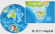 Physical Location Map of the area around 40° 59' 12" S, 146° 16' 30" E