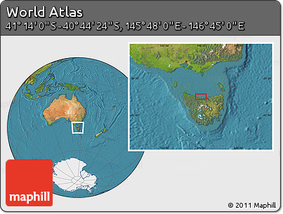Satellite Location Map of the Area around 40° 59' 12" S, 146° 16' 30" E