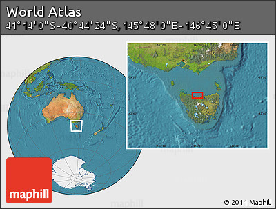 Satellite Location Map of the Area around 40° 59' 12" S, 146° 16' 30" E