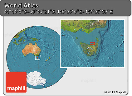 Satellite Location Map of the Area around 40° 59' 12" S, 147° 7' 30" E