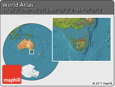 Satellite Location Map of the Area around 40° 59' 12" S, 147° 7' 30" E