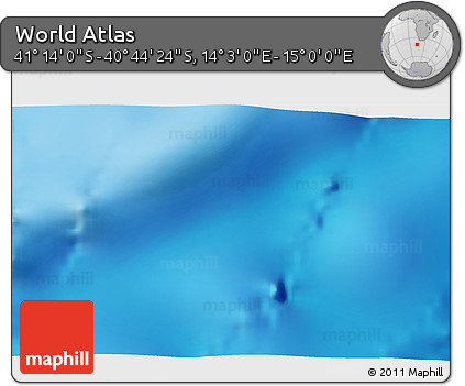 Physical 3D Map of the Area around 40° 59' 12" S, 14° 31' 30" E