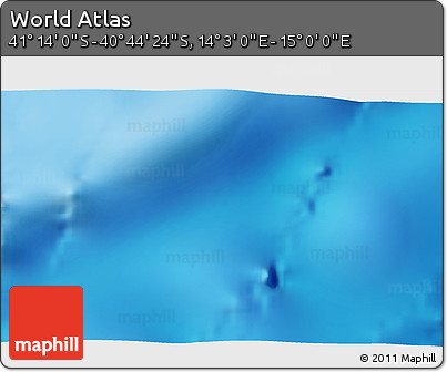 Physical 3D Map of the Area around 40° 59' 12" S, 14° 31' 30" E