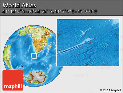 Physical Location Map of the Area around 40° 59' 12" S, 14° 31' 30" E