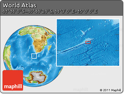 Physical Location Map of the Area around 40° 59' 12" S, 14° 31' 30" E