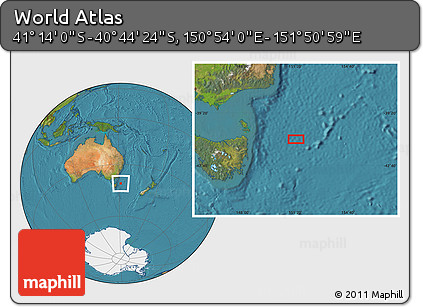 Satellite Location Map of the Area around 40° 59' 12" S, 151° 22' 30" E