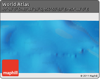 Shaded Relief 3D Map of the Area around 40° 59' 12" S, 157° 19' 29" E