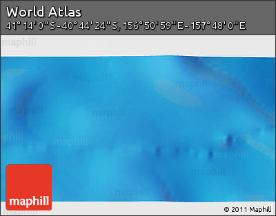 Shaded Relief 3D Map of the Area around 40° 59' 12" S, 157° 19' 29" E