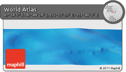 Physical Panoramic Map of the Area around 40° 59' 12" S, 157° 19' 29" E