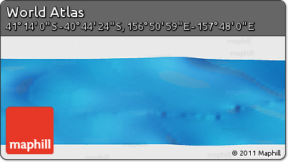 Physical Panoramic Map of the Area around 40° 59' 12" S, 157° 19' 29" E